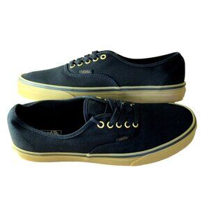 Vans Men's Authentic Black Rubber Canvas Gum Bottom Skate Boat shoes Sizes NIB
